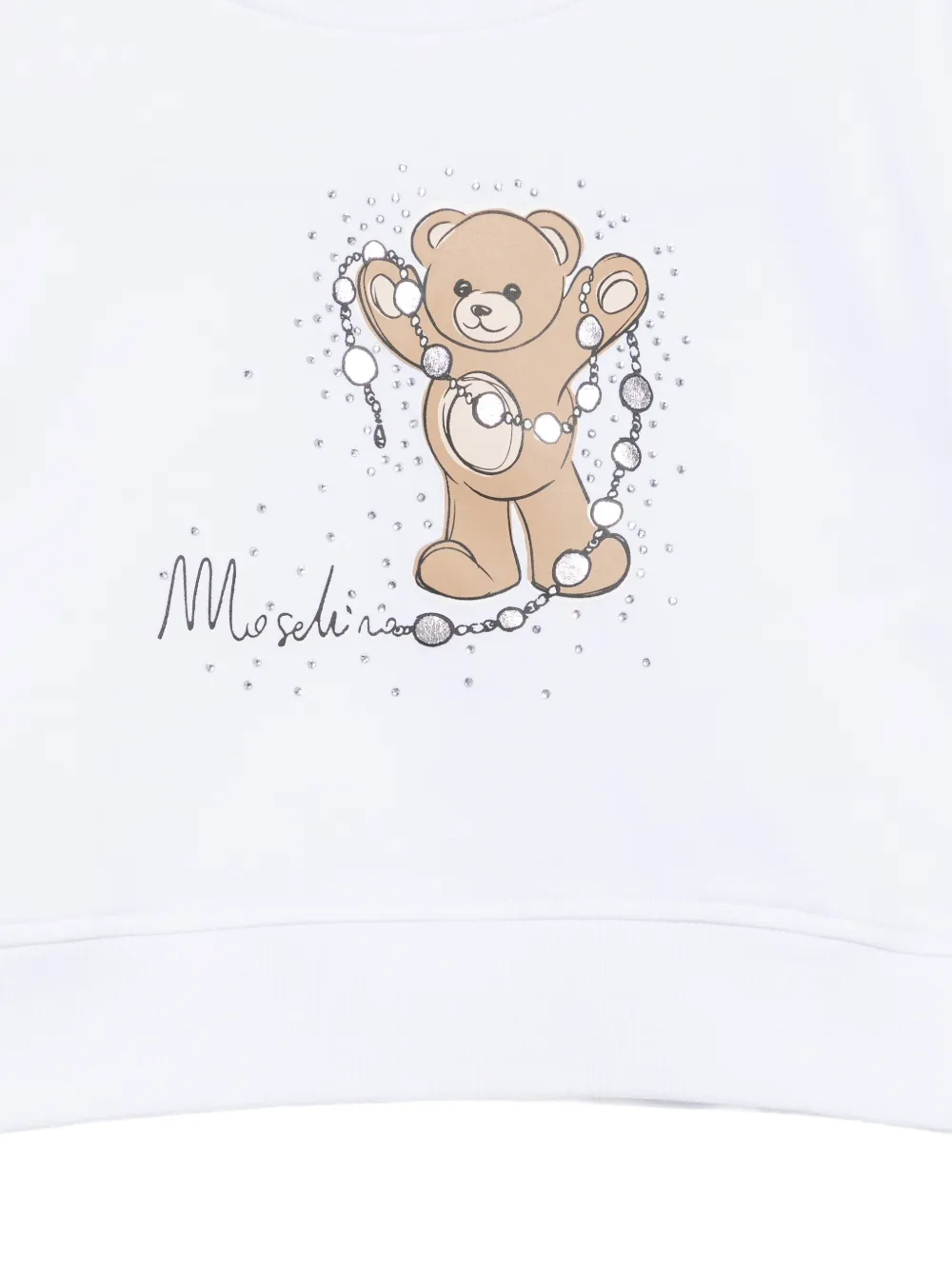 Moschino Kids Teddy Bear sweater verfraaid met stras Wit