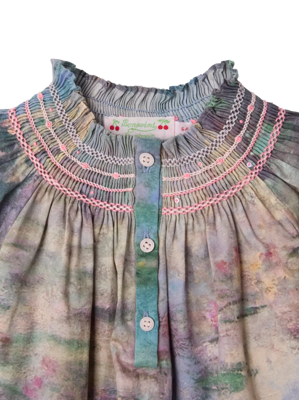 Bonpoint Petale Moma smocked blouse Blauw