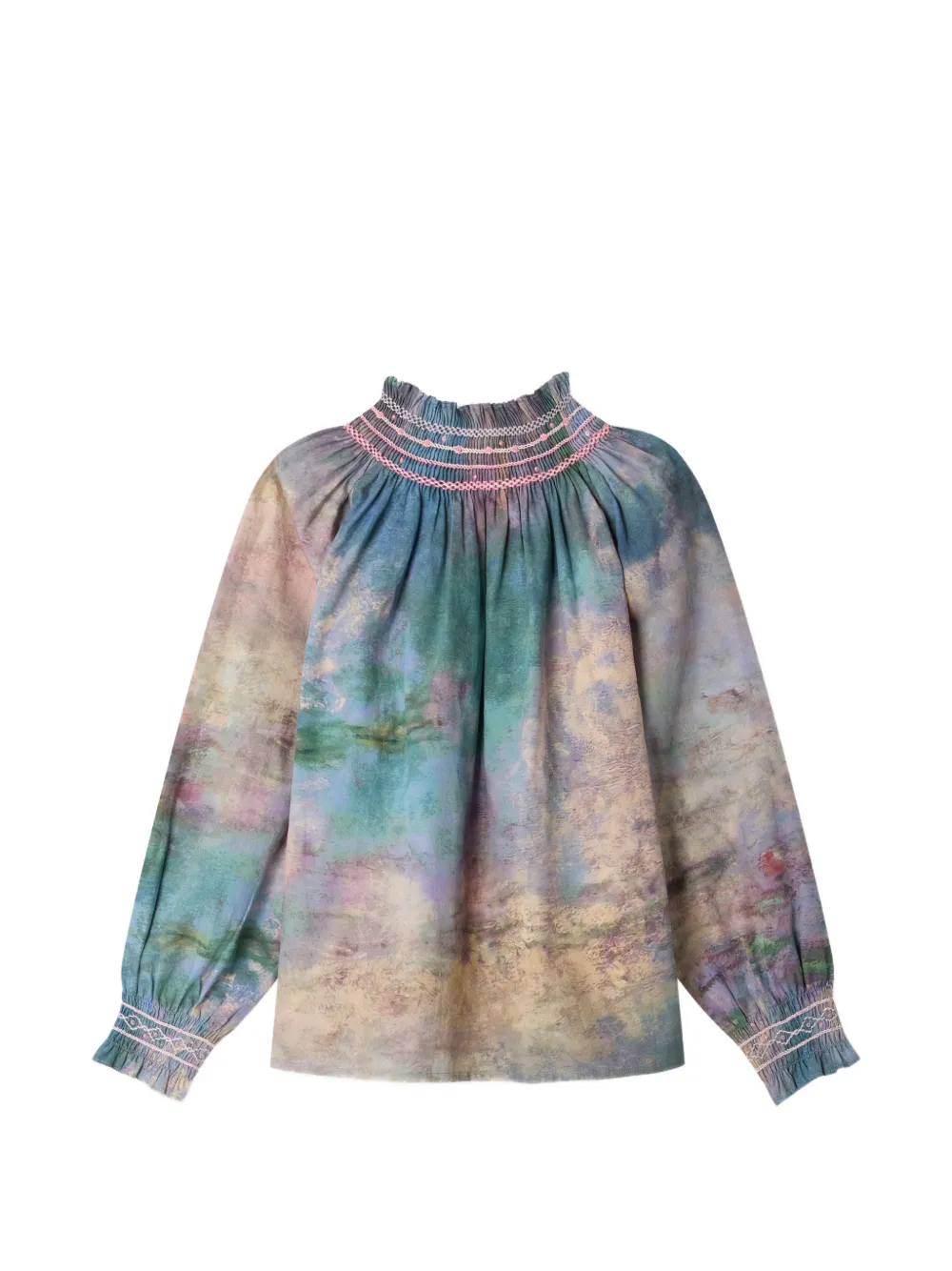 Bonpoint Petale Moma smocked blouse Blauw
