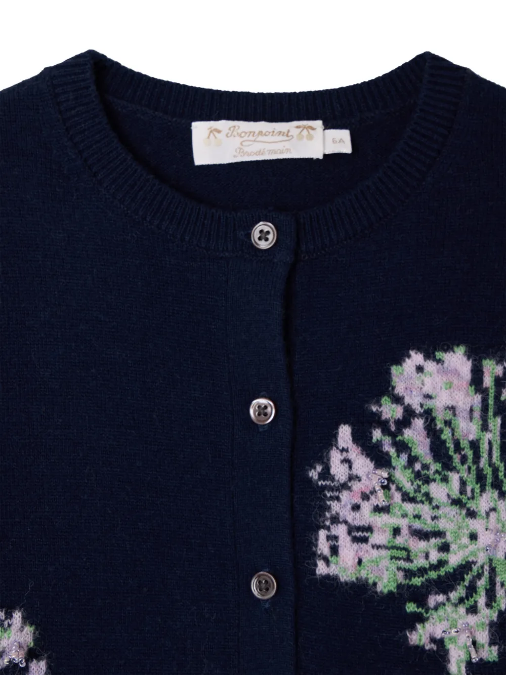 Bonpoint Vest met kralen en bloem intarsia Blauw