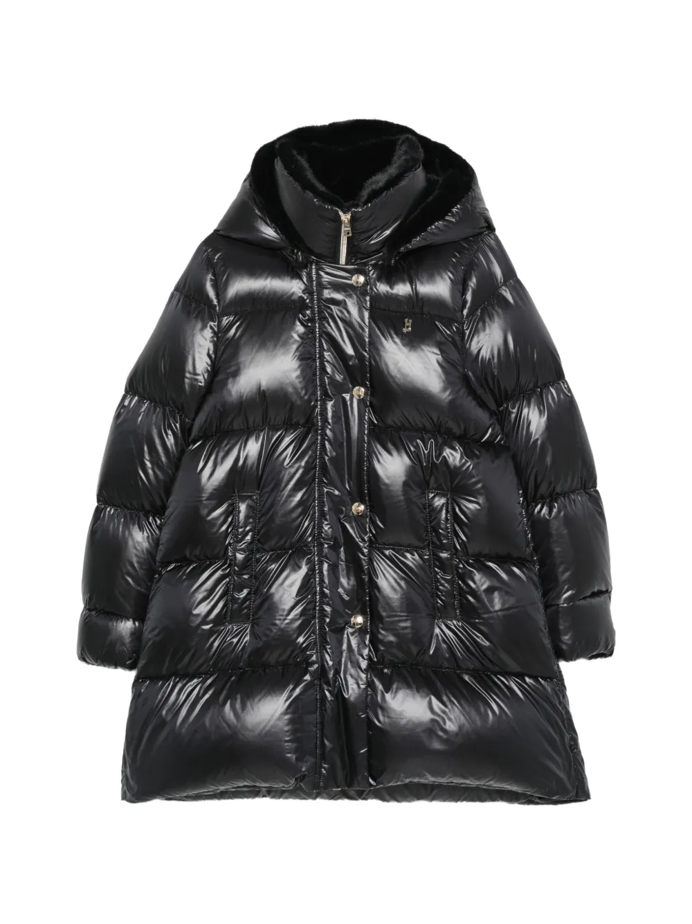 Herno Kids quilted hooded coat - Nero