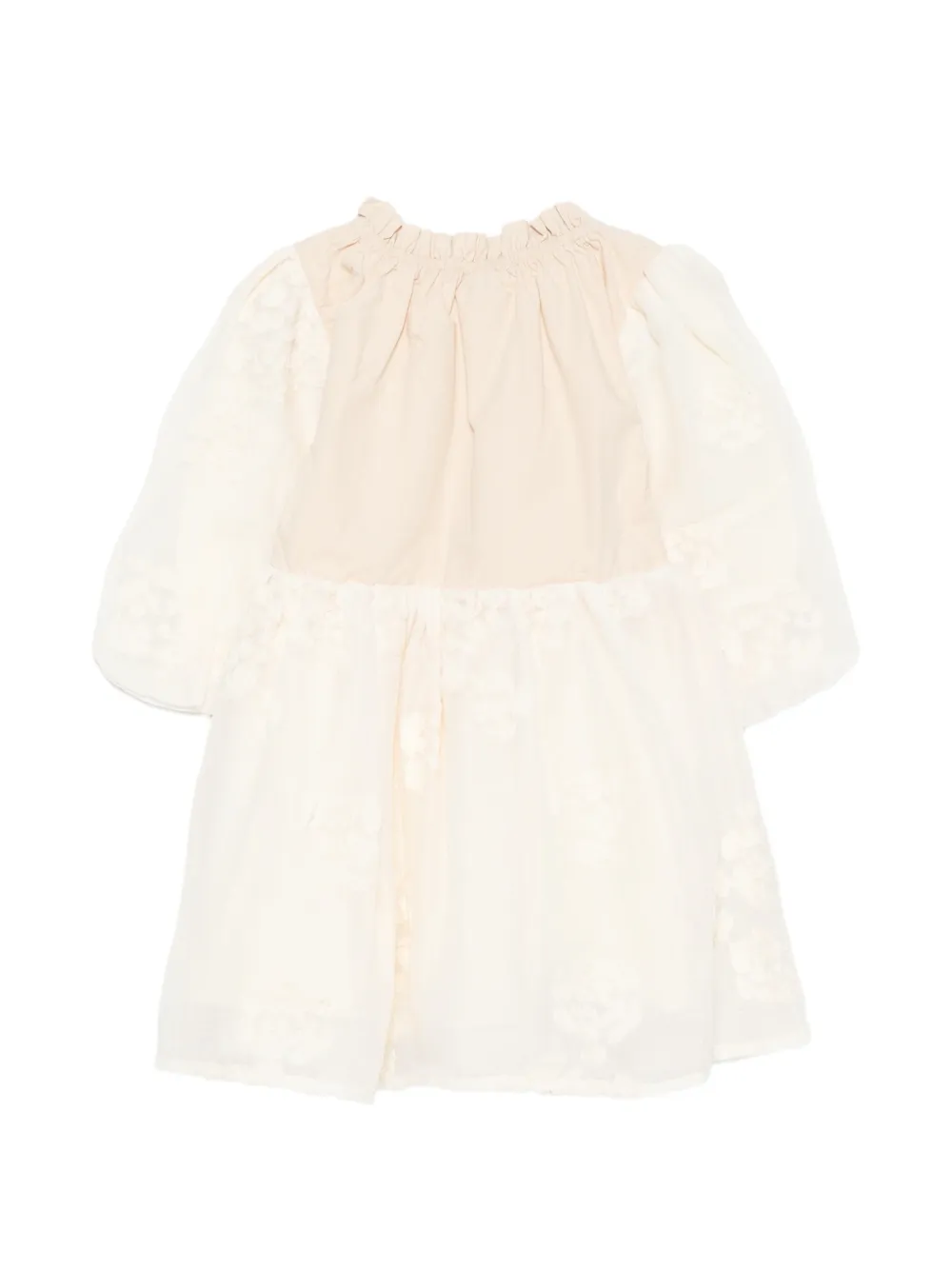 Donsje Kylen floral-embroidered ruffled dress Beige