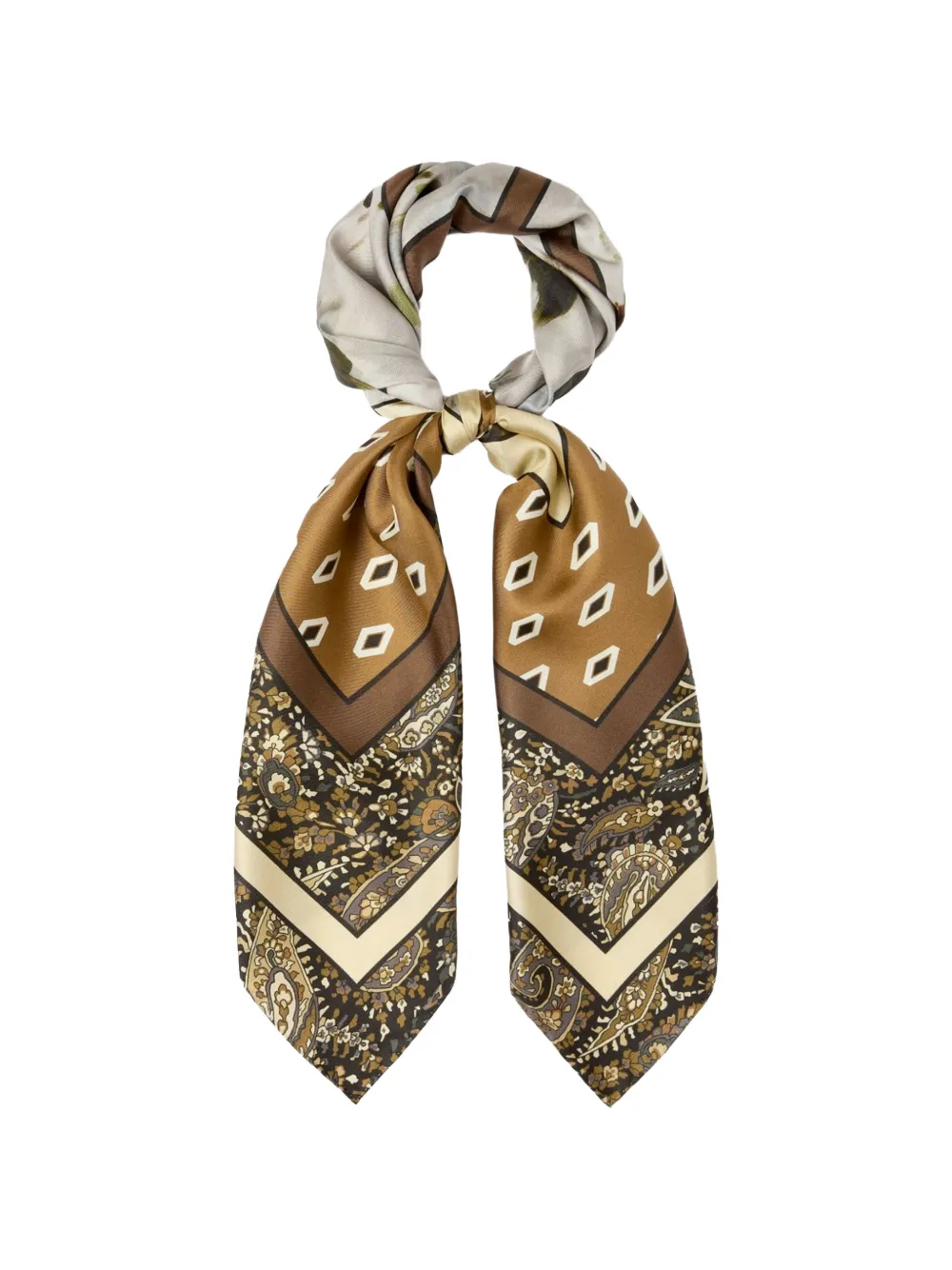 EMME paisley-print diamond-print silk scarf - Toni neutri