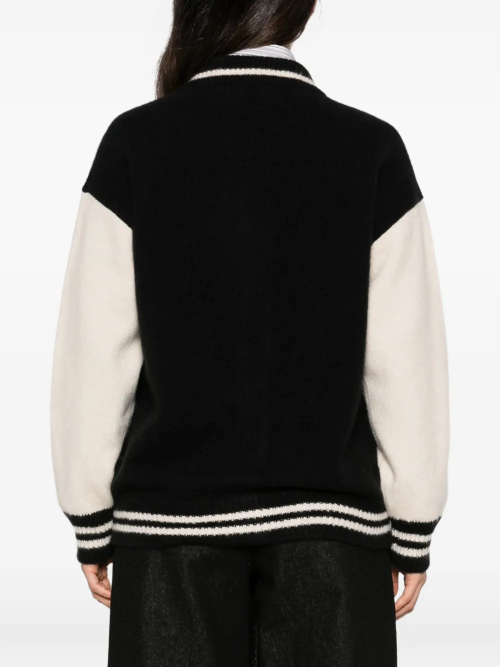 Laneus long-sleeve colour-block cardigan Zwart