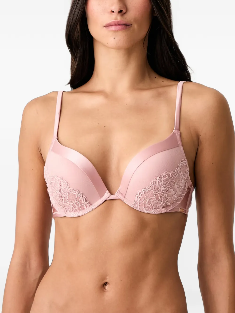 GUESS USA Jennifer lace-panelled push-up bra - Rosa