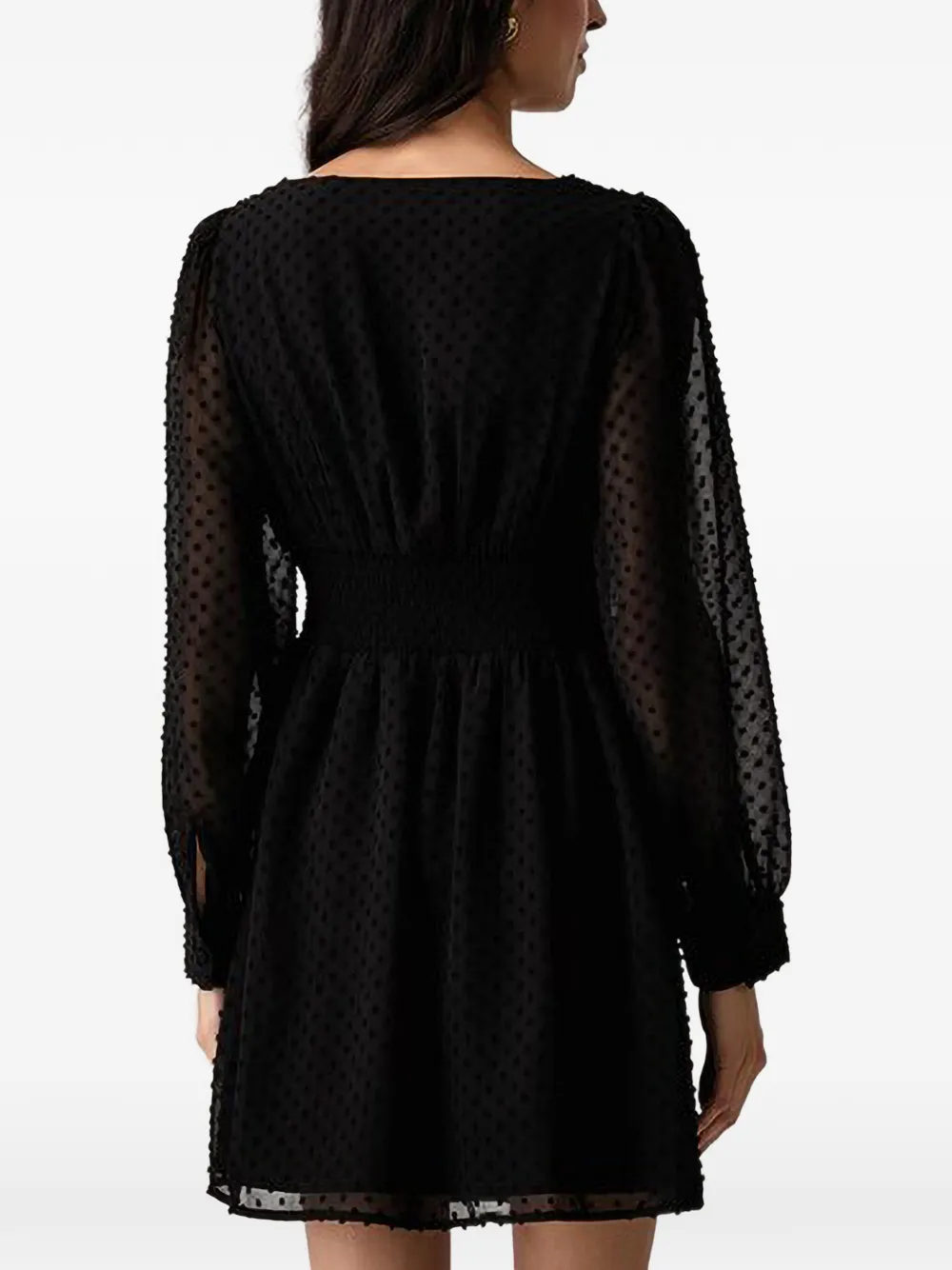 GUESS USA Plumetis mini-jurk met gesmockte taille Zwart