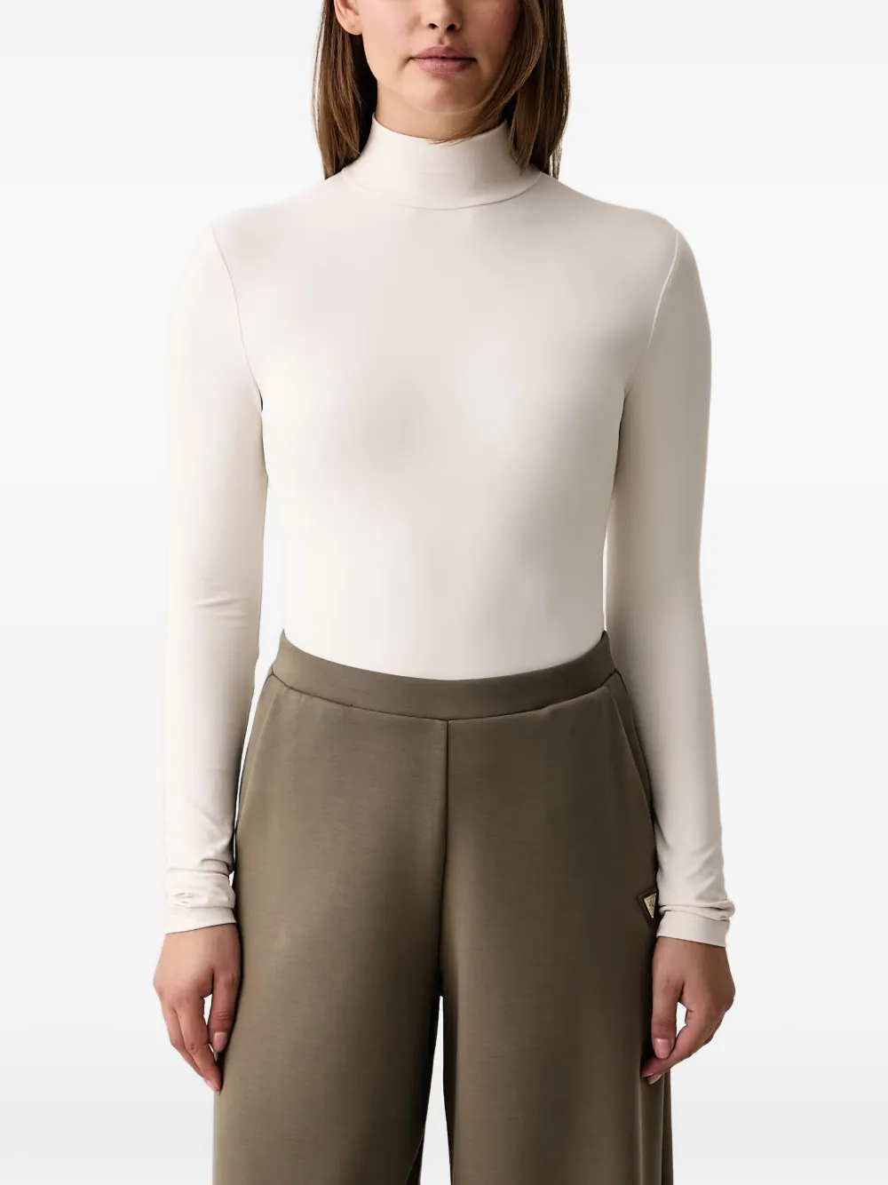 GUESS USA high-neck logo-embellished bodysuit - Nude