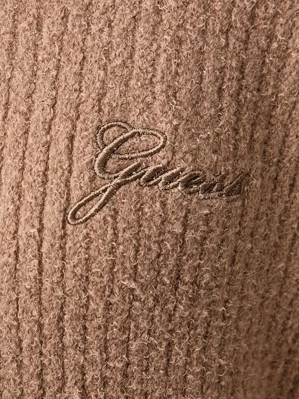 GUESS USA Ribgebreide hoodie met geborduurd logo Beige