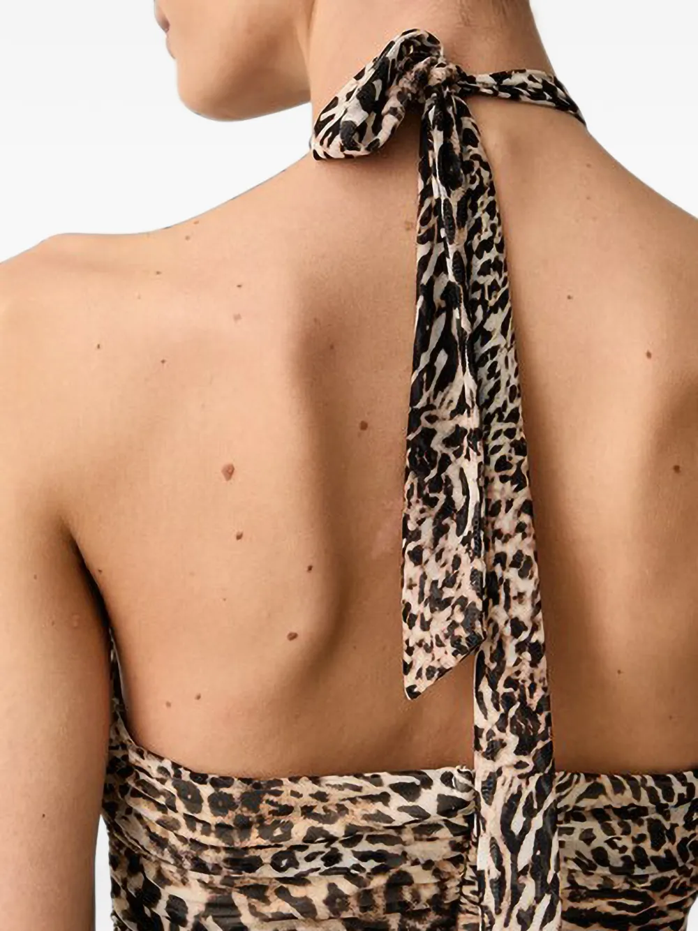 GUESS USA Zaya mini-jurk met luipaard-print en ruches Bruin