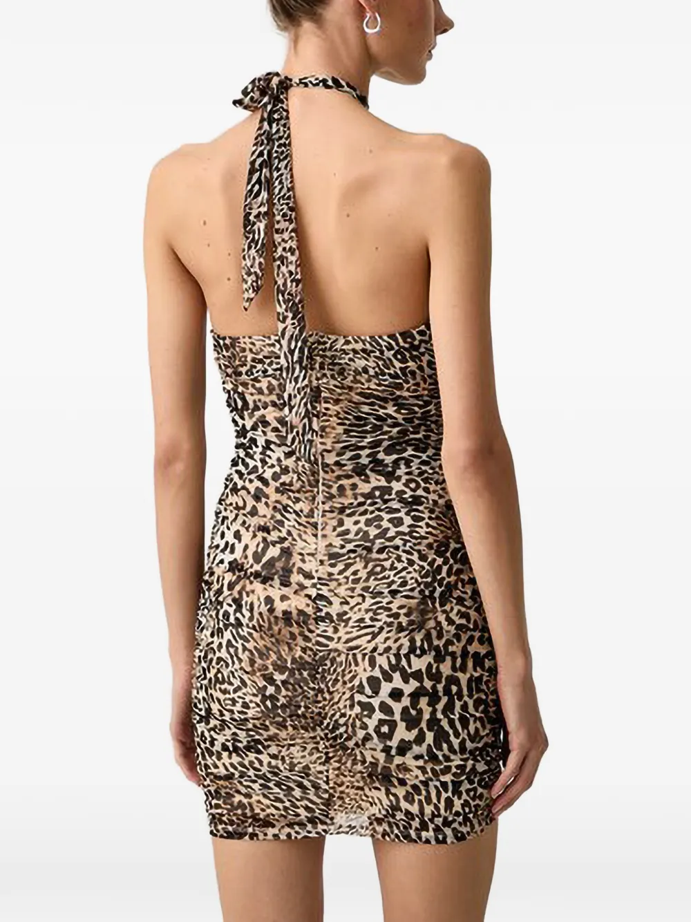 GUESS USA Zaya mini-jurk met luipaard-print en ruches Bruin