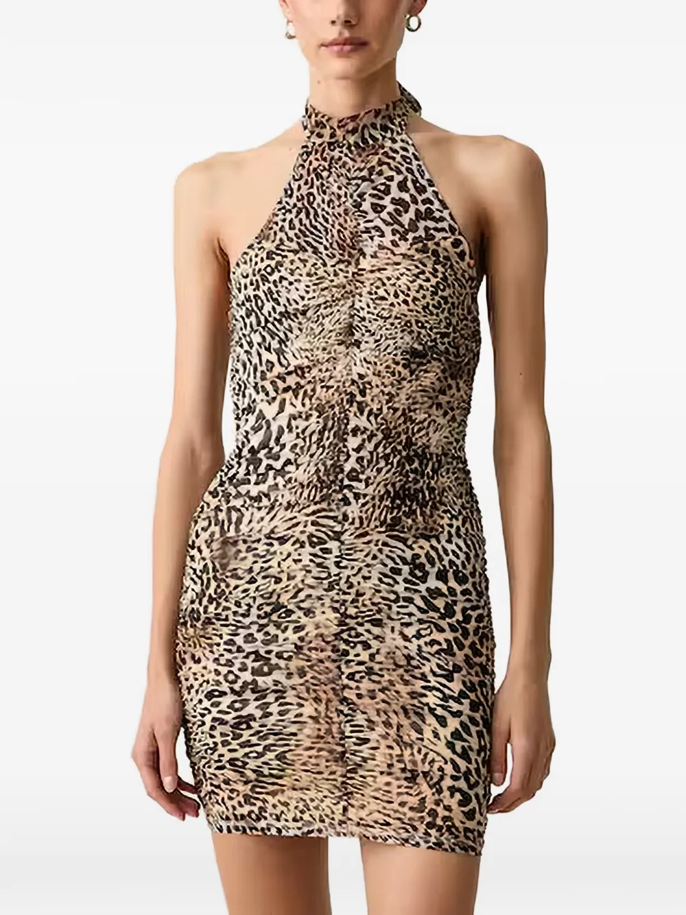 GUESS USA Zaya leopard-print ruched mini dress - Marron GUESS USA Zaya leopard-print ruched mini dress - Marron