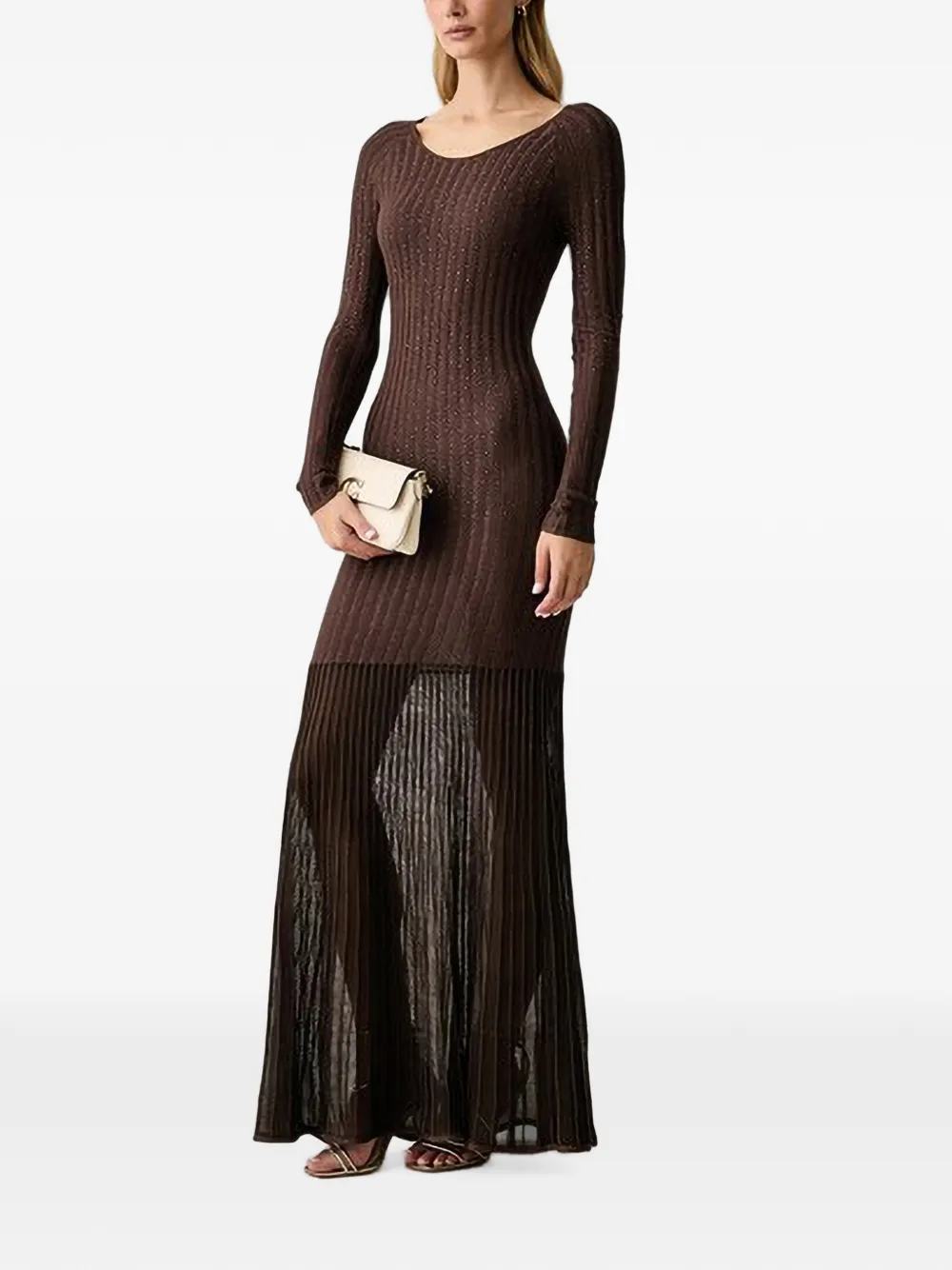 GUESS USA Perilla maxi-jurk met geplooide rok verfraaid met stras Bruin