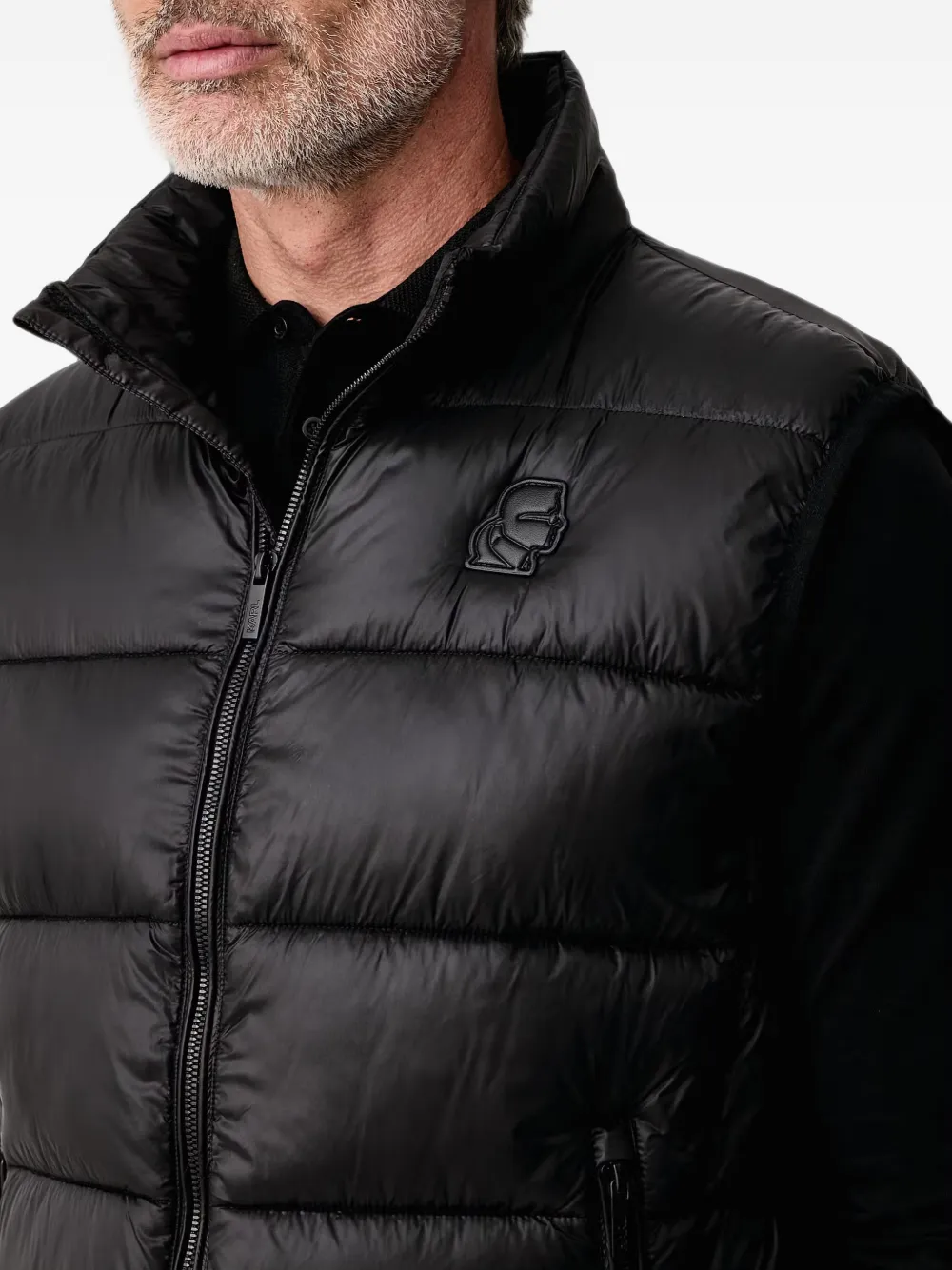 Karl Lagerfeld logo-patch quilted gilet Zwart