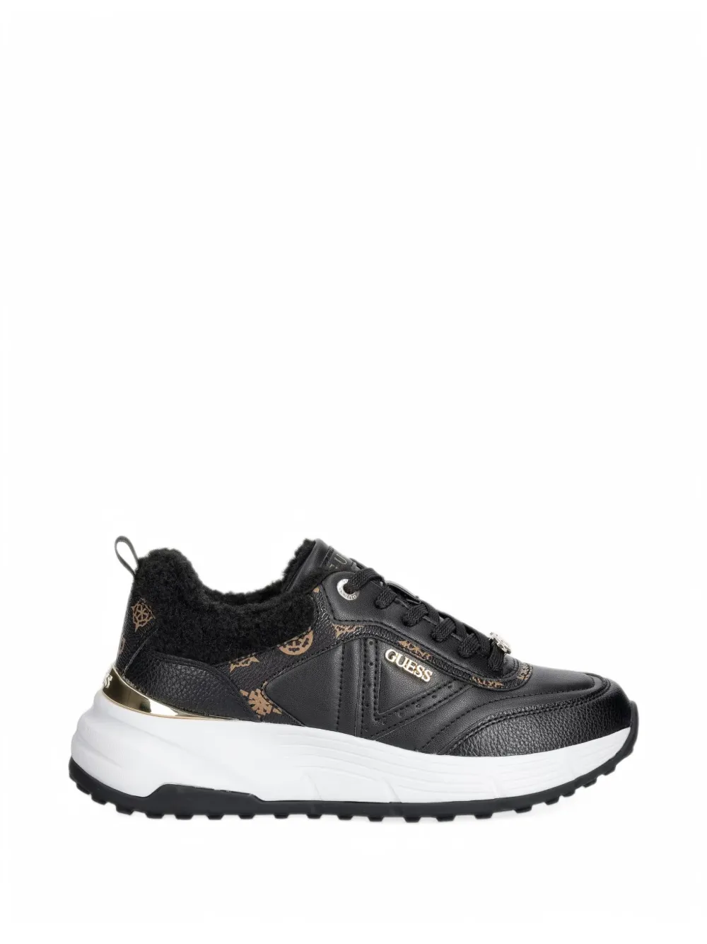 GUESS USA Facter shearling-trim sneakers - Schwarz