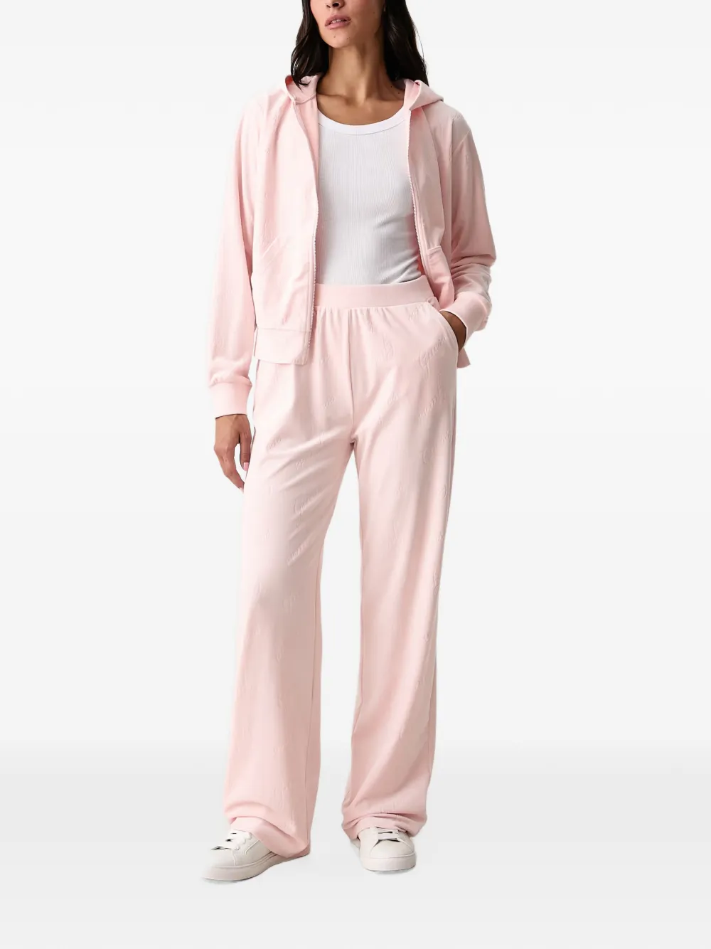 GUESS USA Loren hoodie met logo-reliëf en rits Roze
