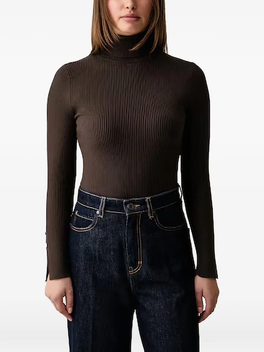 GUESS USA ribbed-knit roll-neck sweater - Marrone