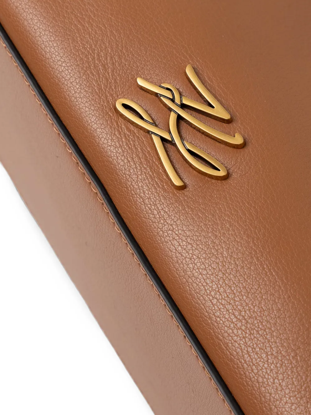Karl Lagerfeld K Autograph leren shopper met logo-plakkaat Bruin