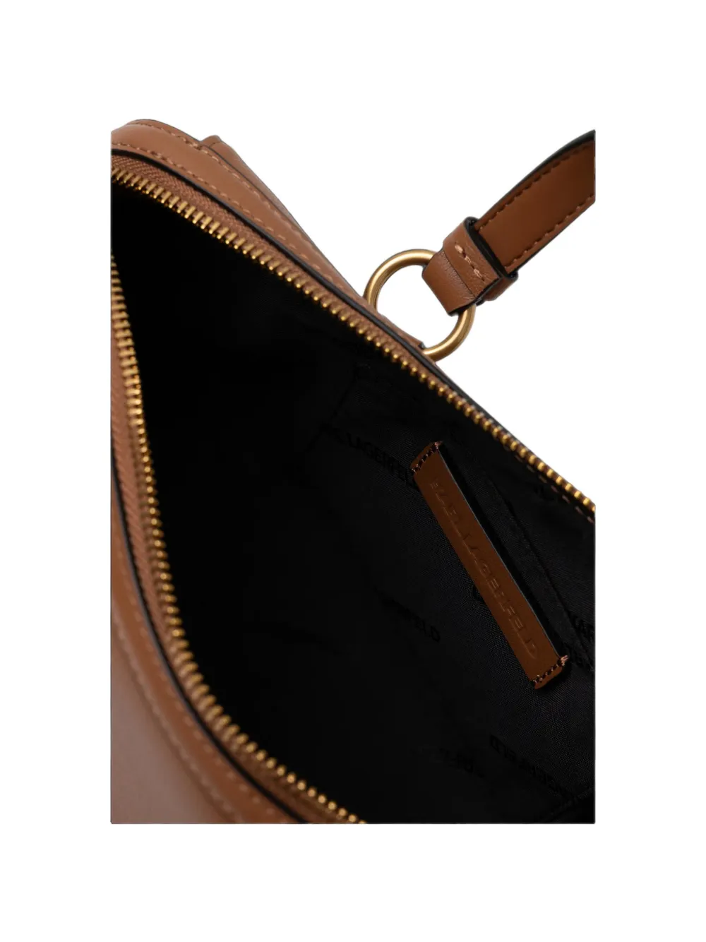 Karl Lagerfeld K Autograph leren shopper met logo-plakkaat Bruin