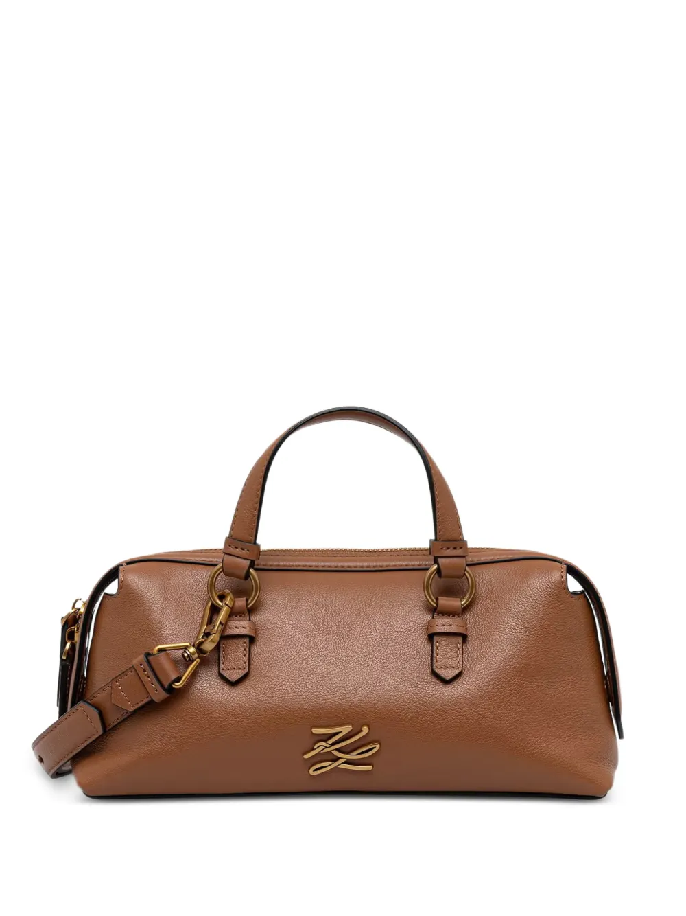 Karl Lagerfeld K/Autograph logo-plaque leather tote bag - Marrone