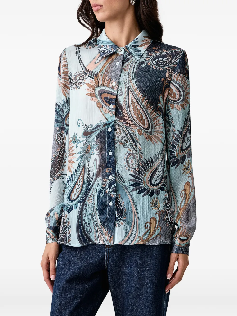 GUESS USA Overhemd met paisley-print Blauw