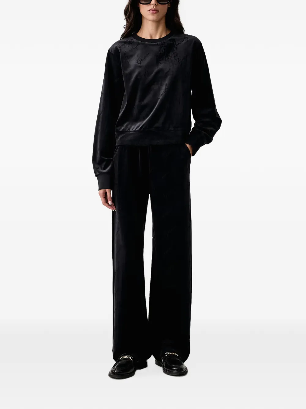 GUESS USA Loren trainingsbroek met logo-reliëf Zwart