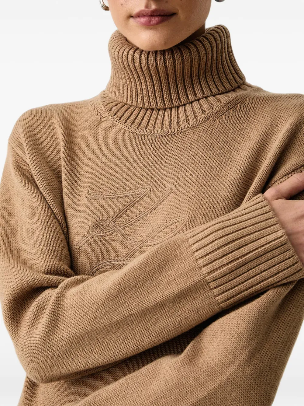 Karl Lagerfeld Mini-jurk met col en geborduurd logo Beige
