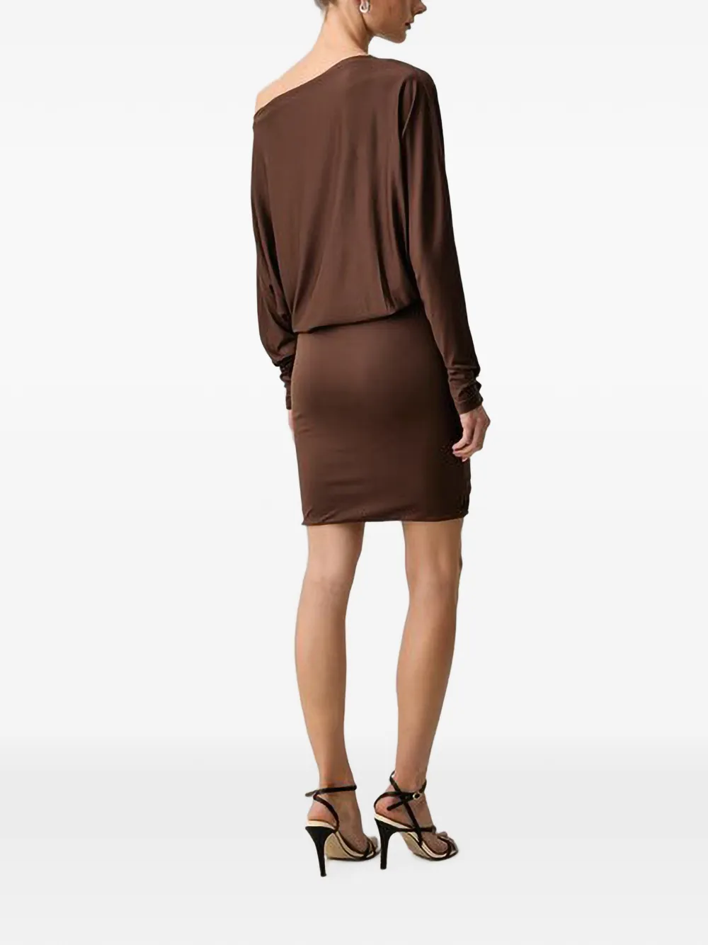GUESS USA Camryn off-shoulder gedrapeerde mini-jurk Bruin