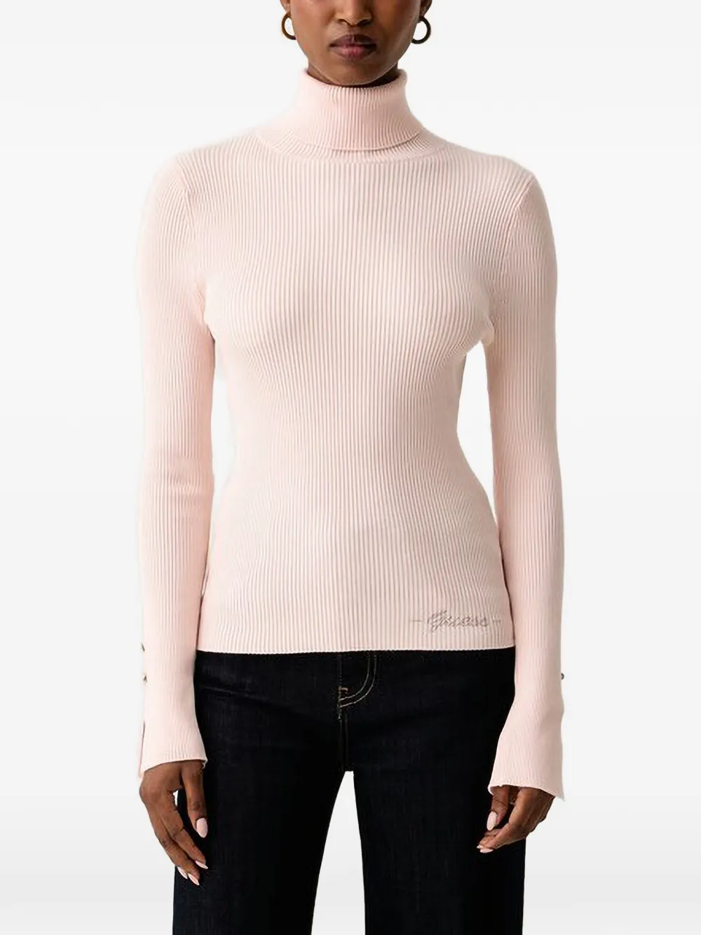 GUESS USA ribbed-knit roll-neck sweater - Rosa