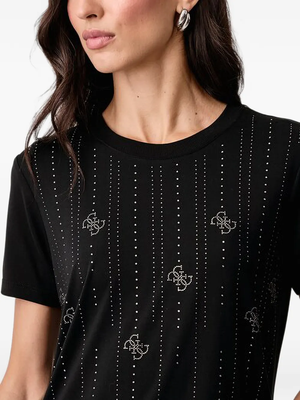 GUESS USA T-shirt verfraaid met stras Zwart