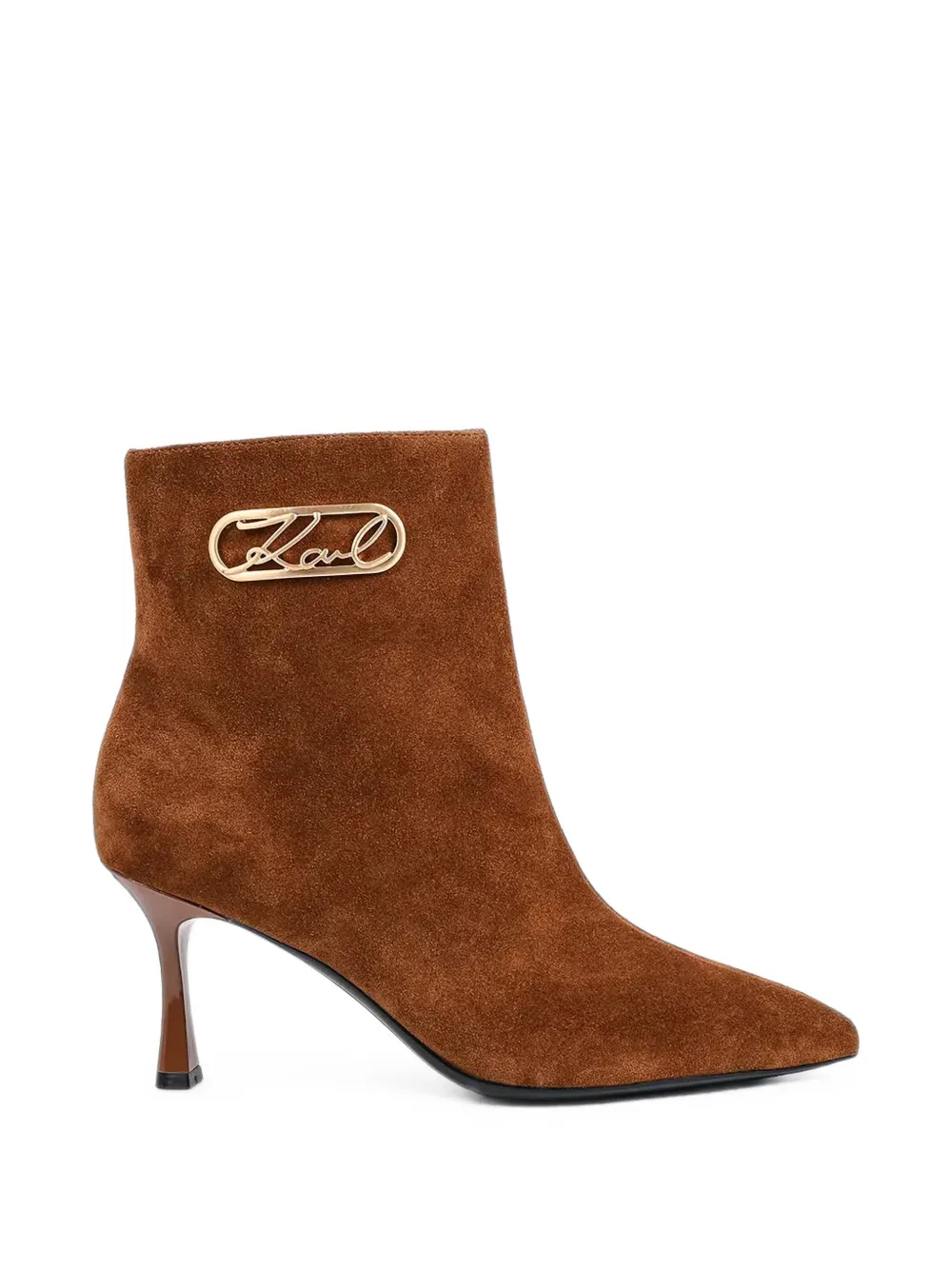 Karl Lagerfeld logo-plaque suede ankle boots - Marrone