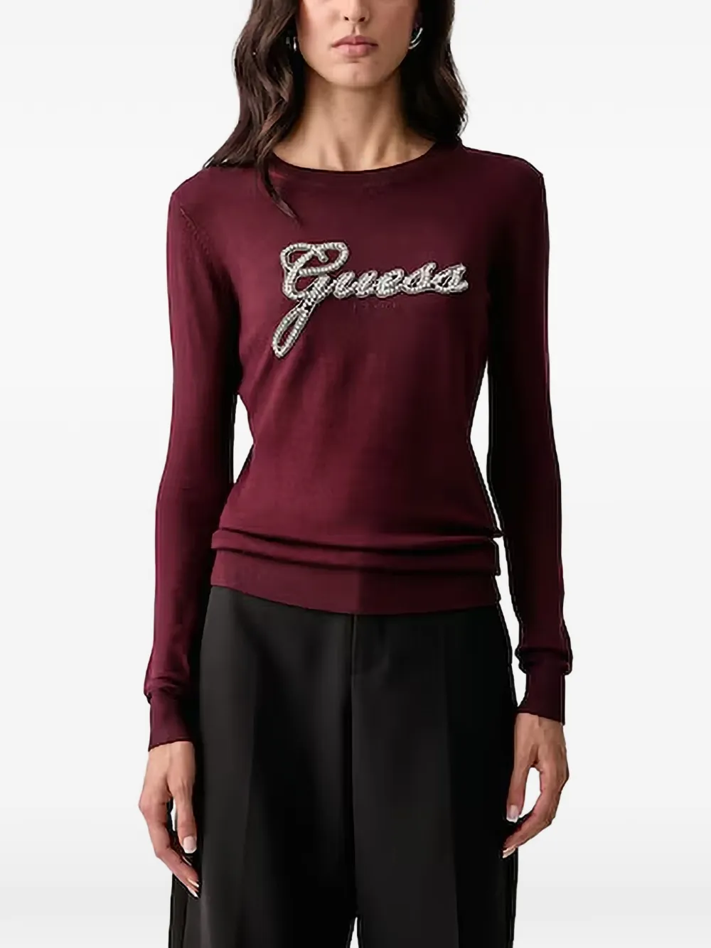 GUESS USA Sweater verfraaid met logo Rood