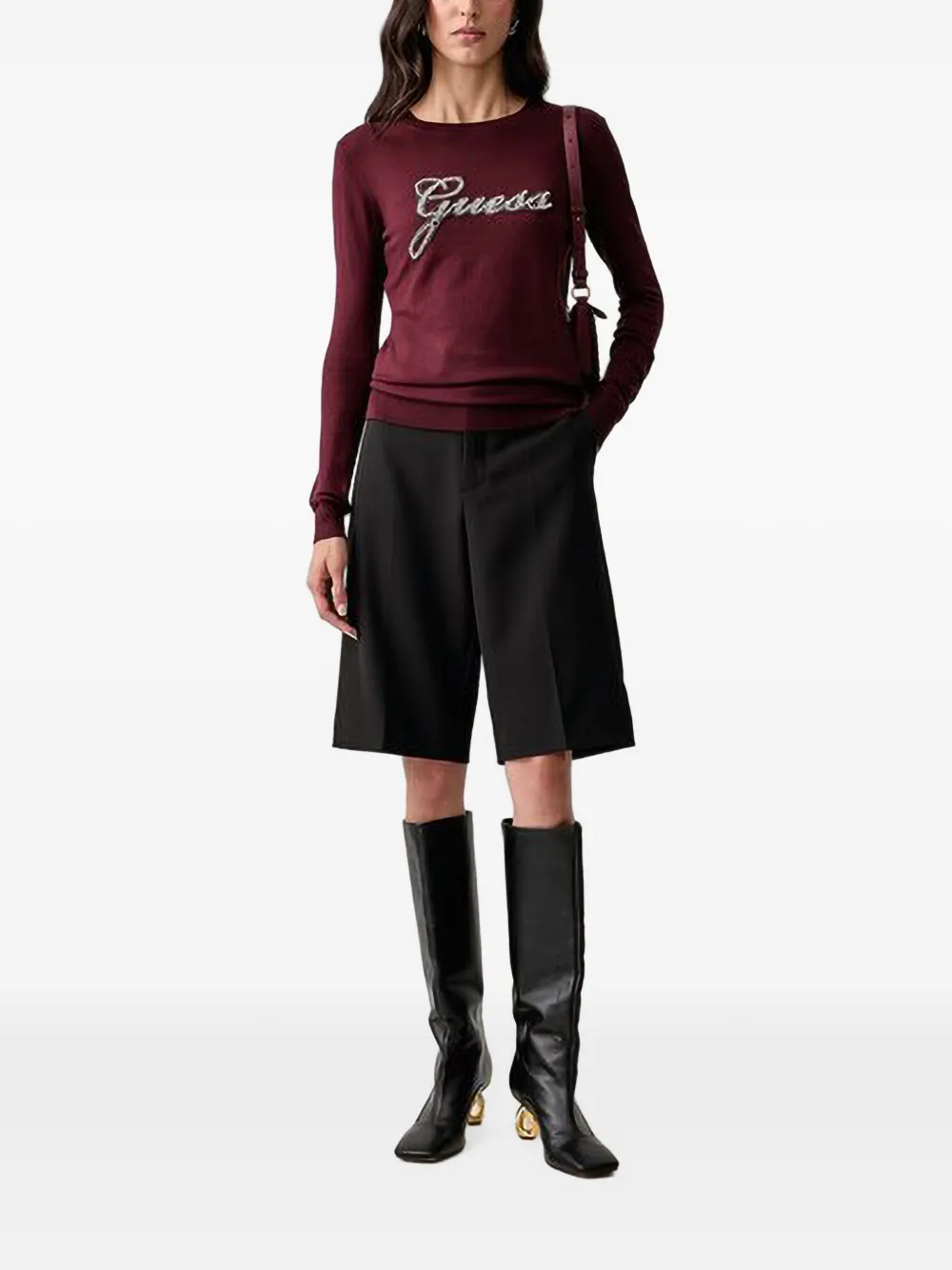 GUESS USA Sweater verfraaid met logo Rood