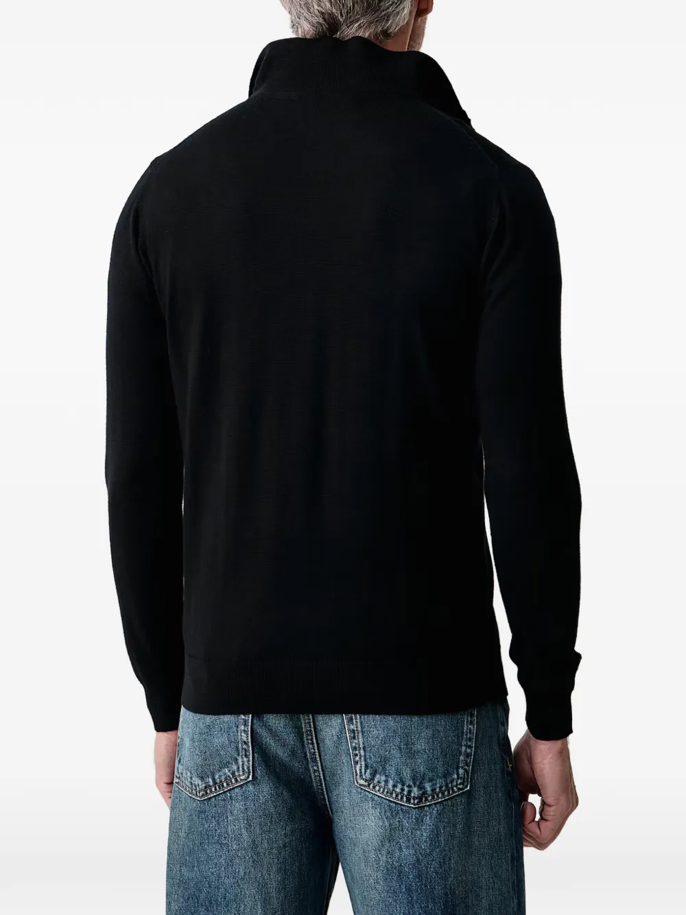 Karl Lagerfeld Trui met logo-patch en kwartrits Zwart
