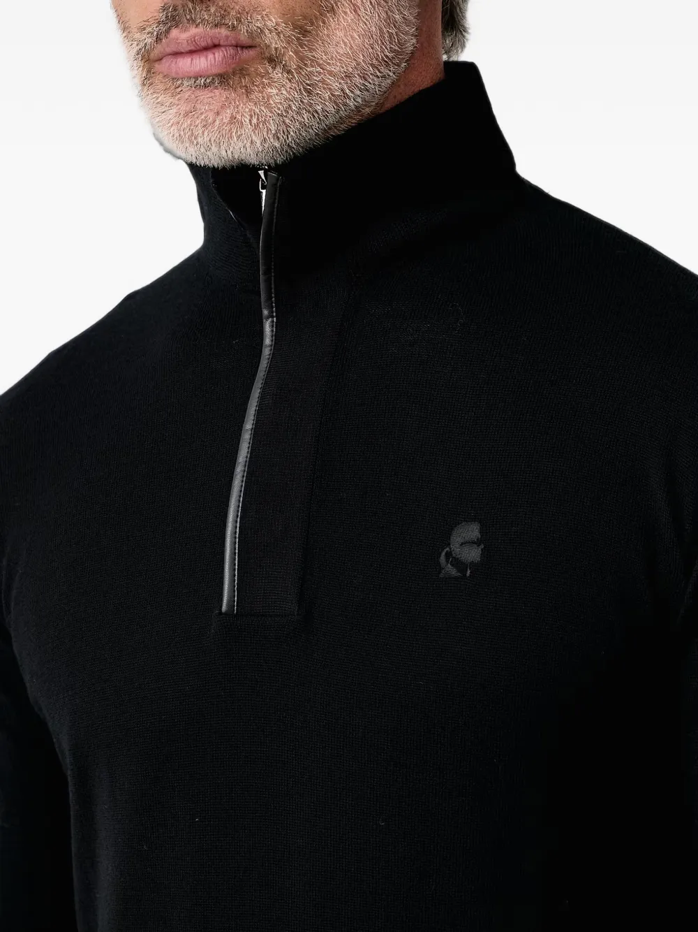 Karl Lagerfeld Trui met logo-patch en kwartrits Zwart