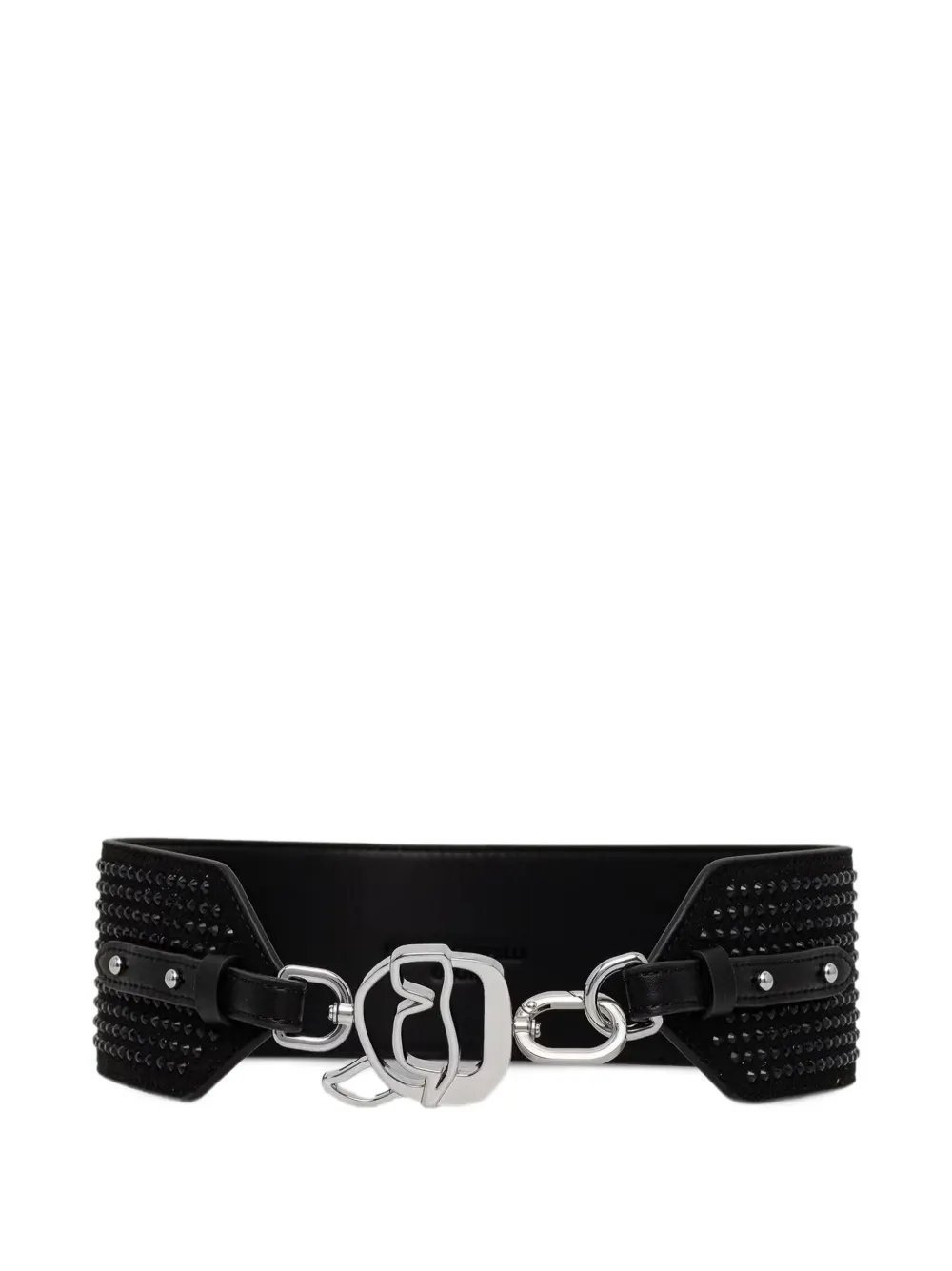 Karl Lagerfeld crystal-embellished logo-buckle belt - Nero