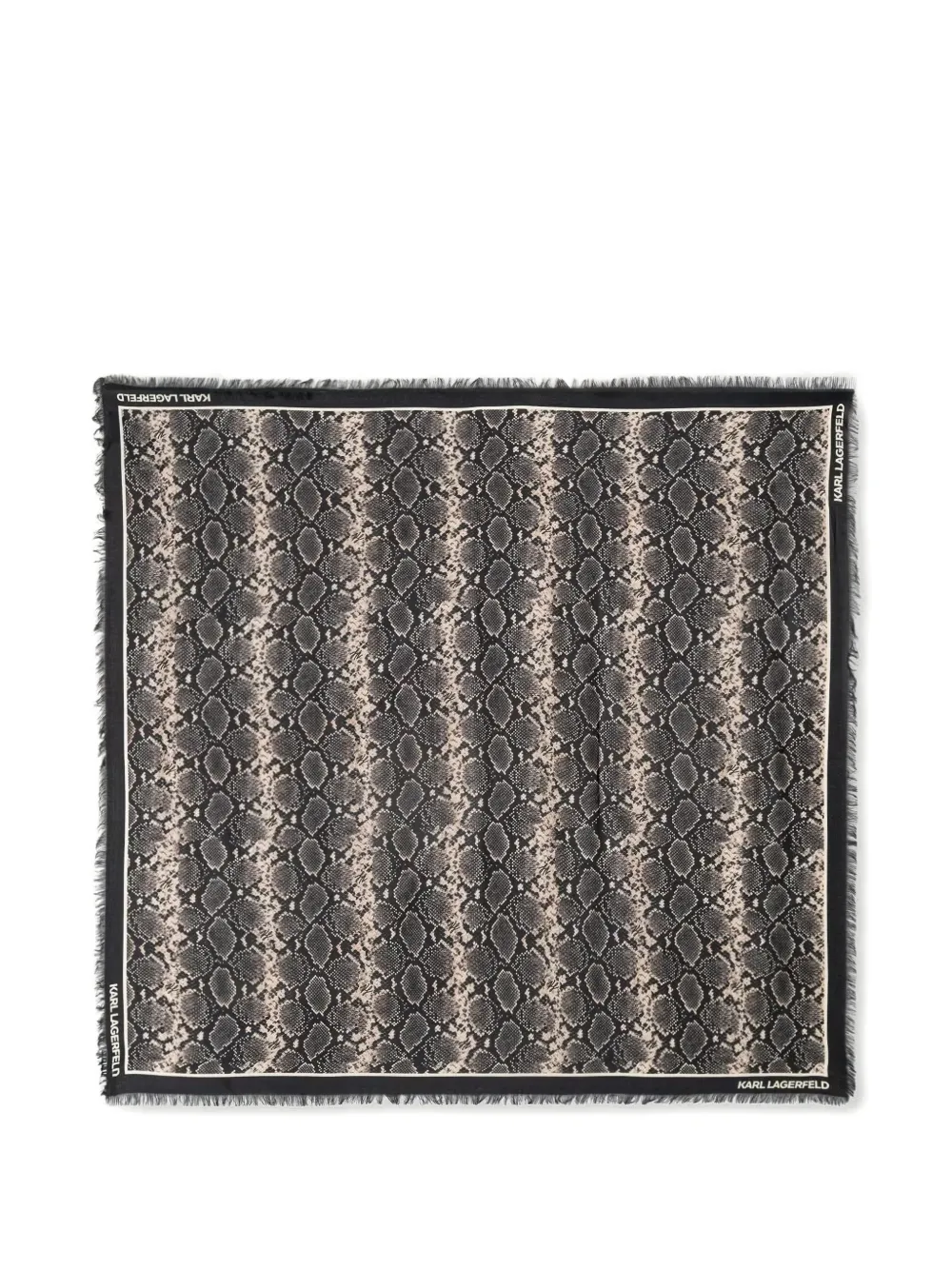 Karl Lagerfeld snake-print frayed scarf - Schwarz