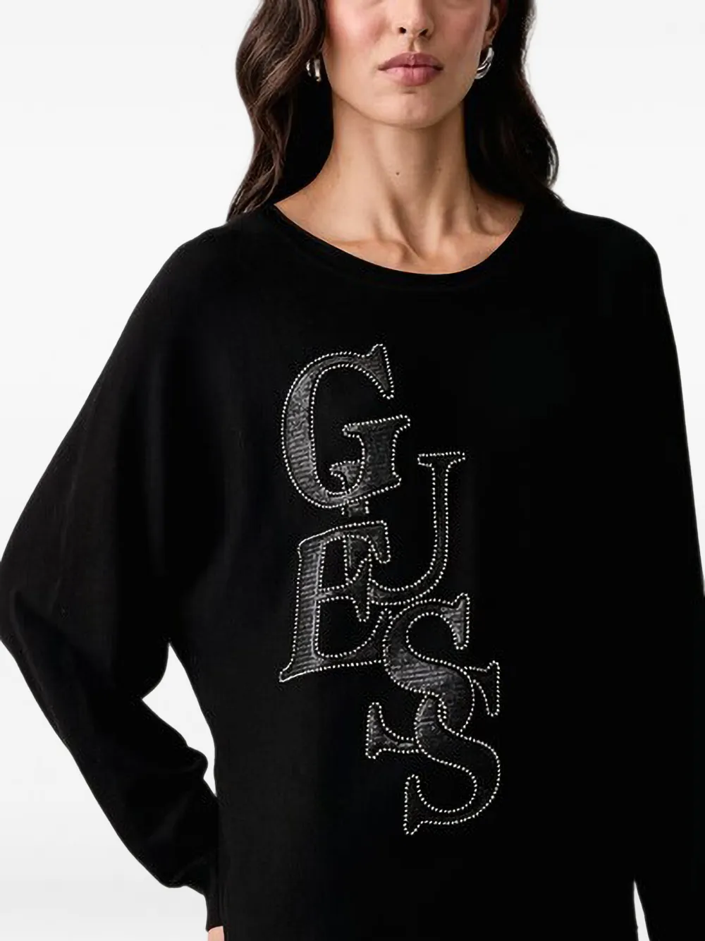 GUESS USA Trui met verfraaide logo-patch Zwart