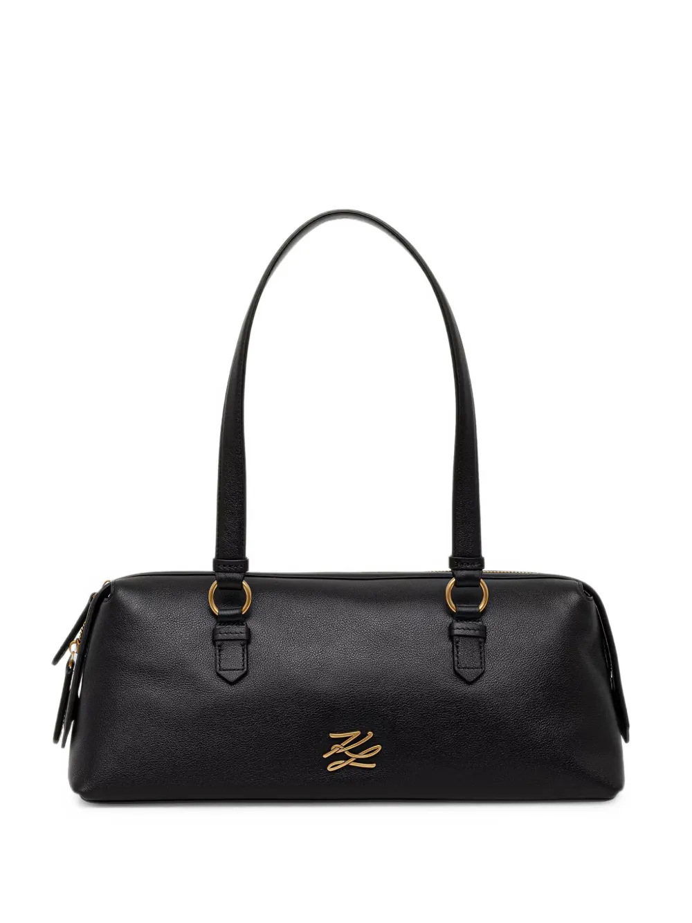 Karl Lagerfeld monogram-plaque leather shoulder bag - Black