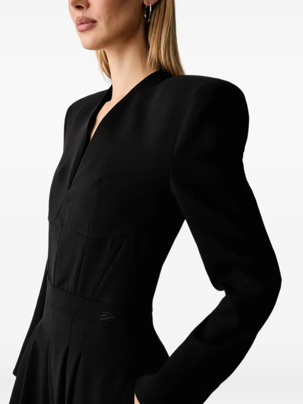 Karl Lagerfeld structured-shoulder wide-leg jumpsuit Zwart