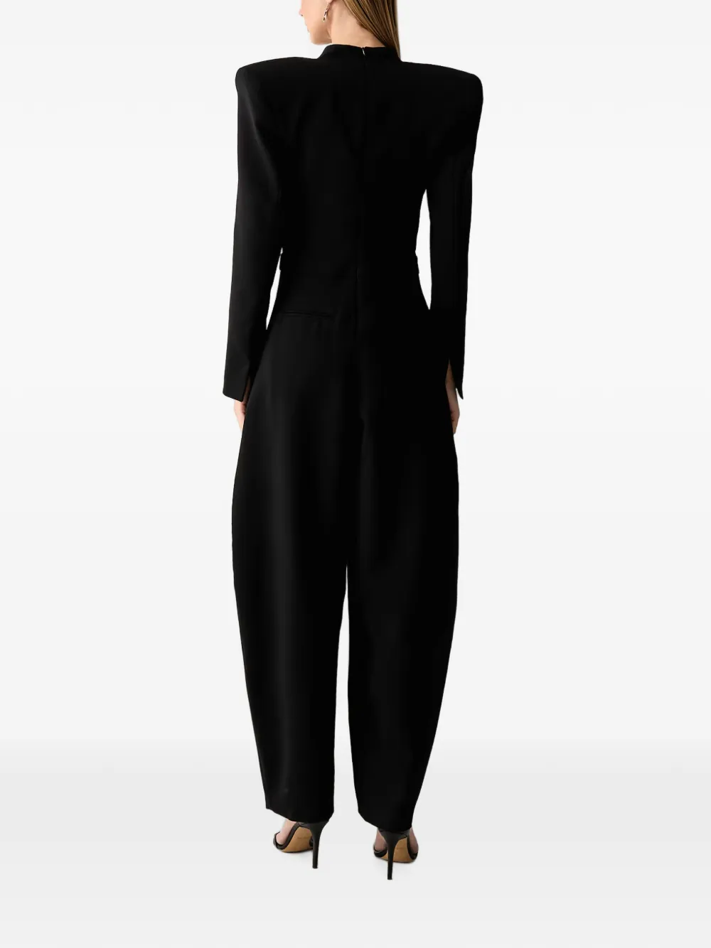 Karl Lagerfeld structured-shoulder wide-leg jumpsuit Zwart