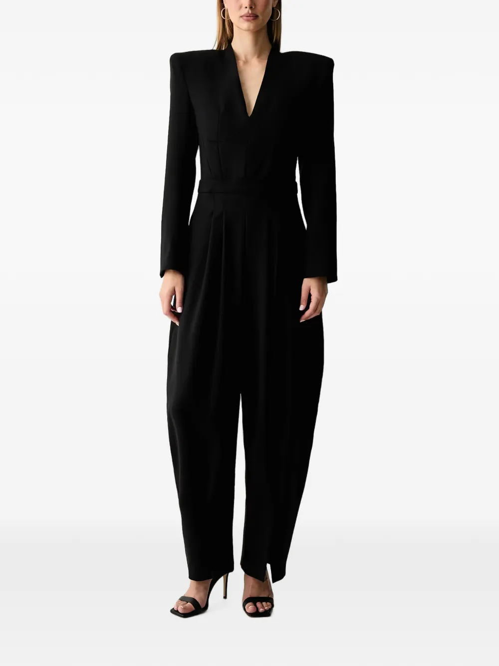 Karl Lagerfeld structured-shoulder wide-leg jumpsuit - Schwarz