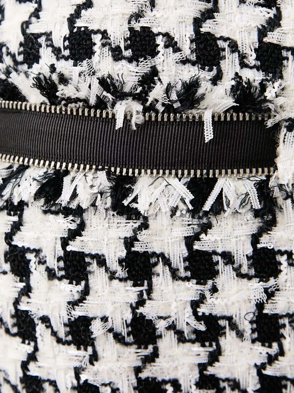 Karl Lagerfeld Mini-jurk met pied-de-poulepatroon en gerafelde afwerking Wit