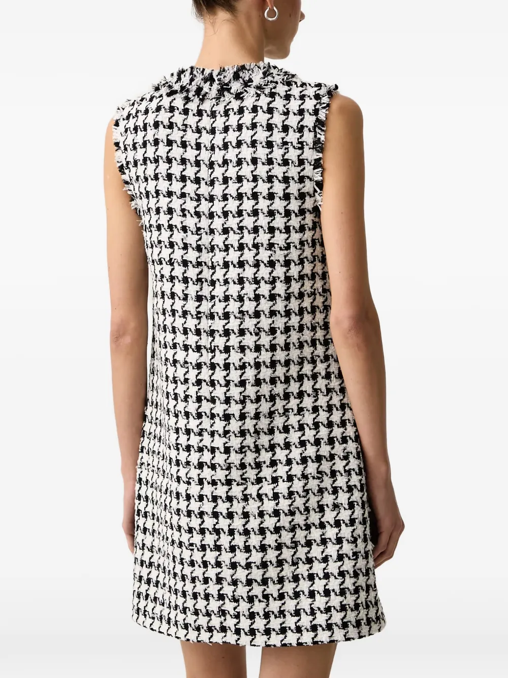 Karl Lagerfeld Mini-jurk met pied-de-poulepatroon en gerafelde afwerking Wit