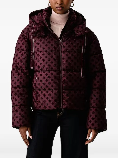 GUESS USA 4G monogram-print hooded puffer jacket
