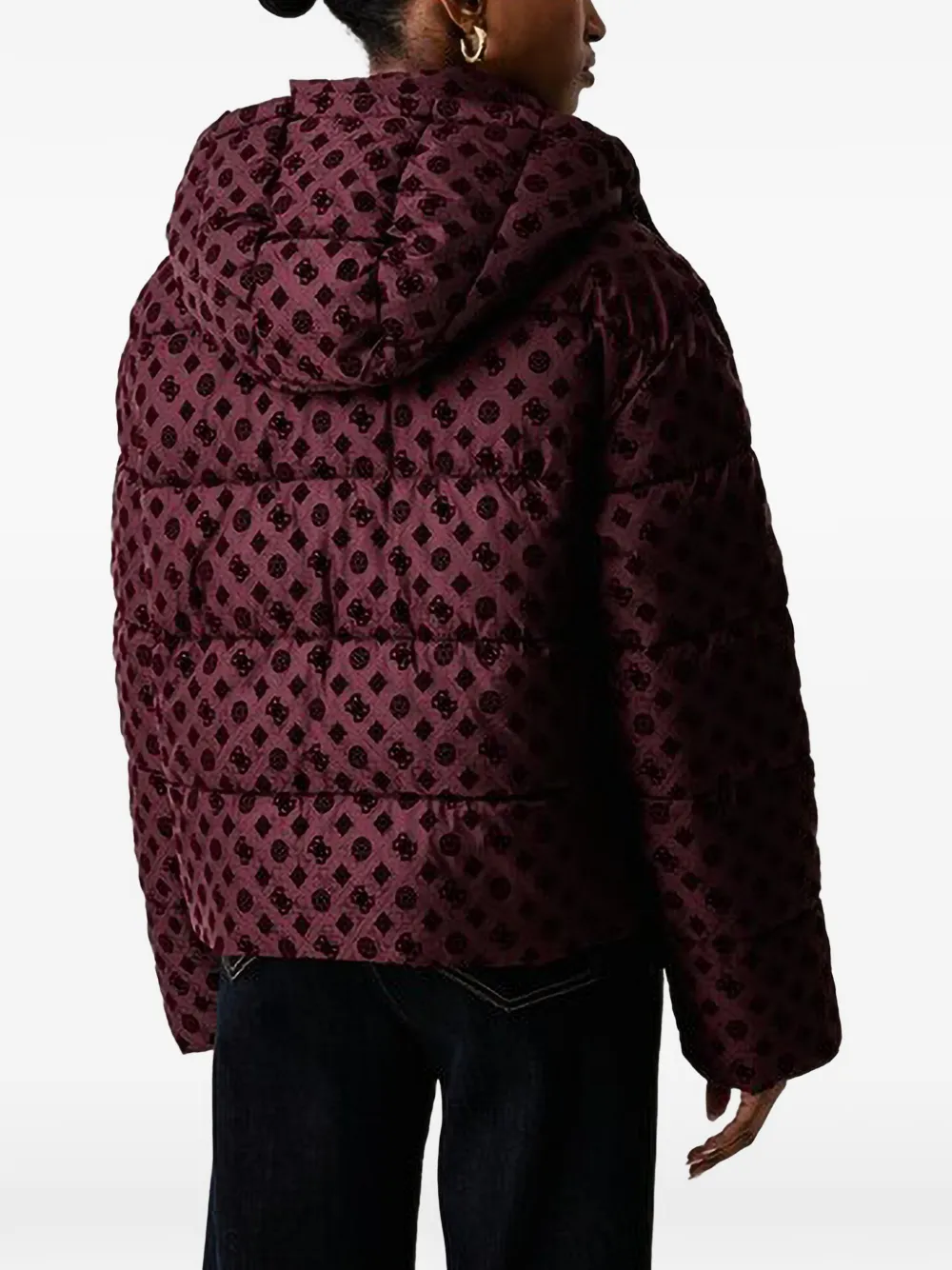 GUESS USA 4G donsjack met capuchon en monogram-print Rood