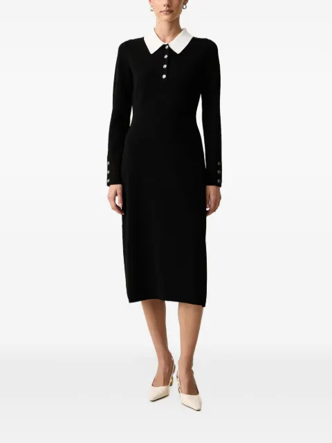 Karl Lagerfeld logo-button contrast-collar midi dress