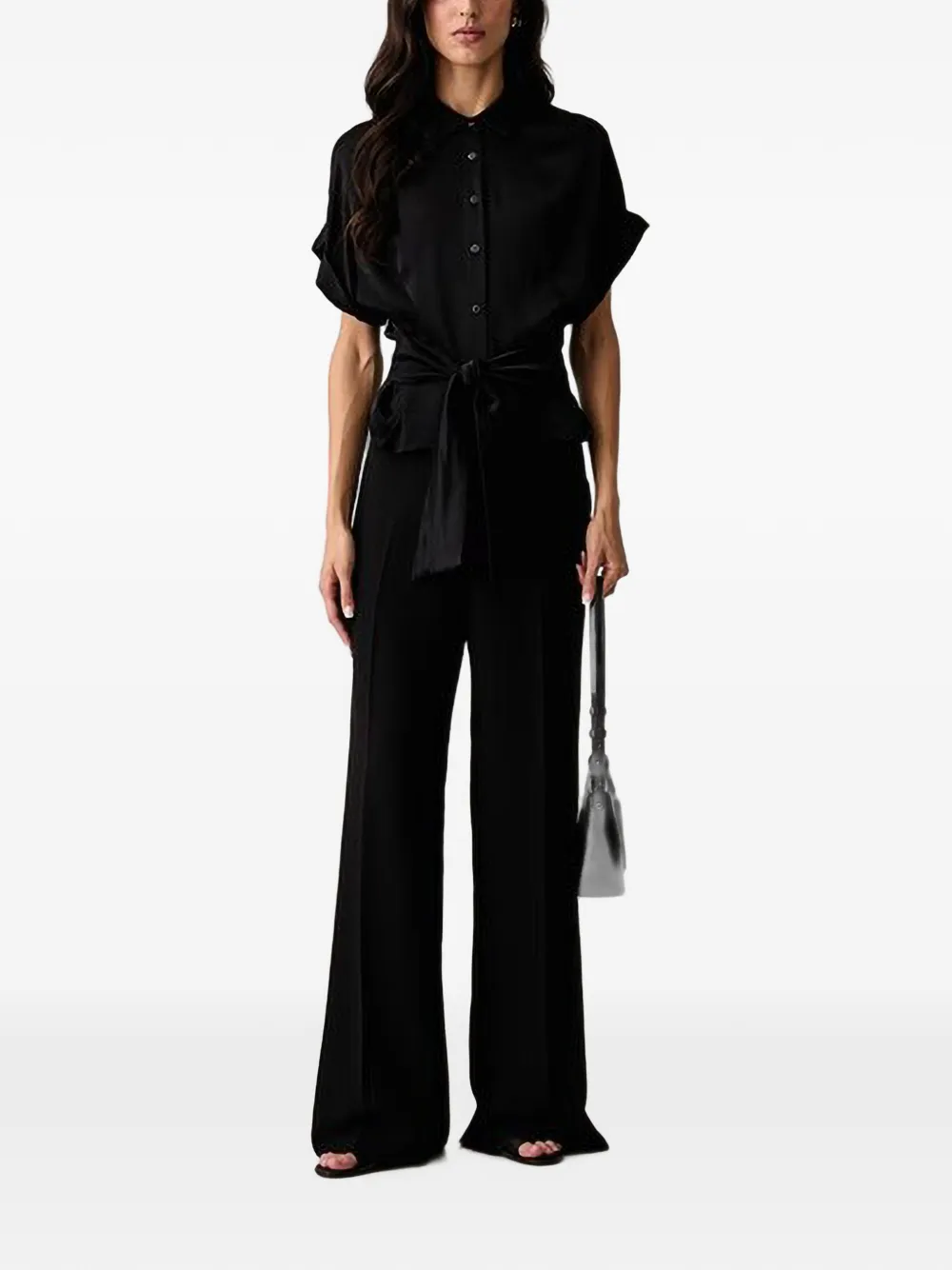 GUESS USA Blouse met ceintuur en korte mouwen Zwart