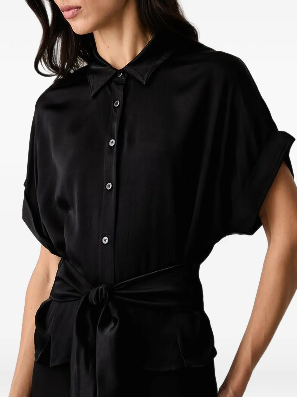 GUESS USA Blouse met ceintuur en korte mouwen Zwart
