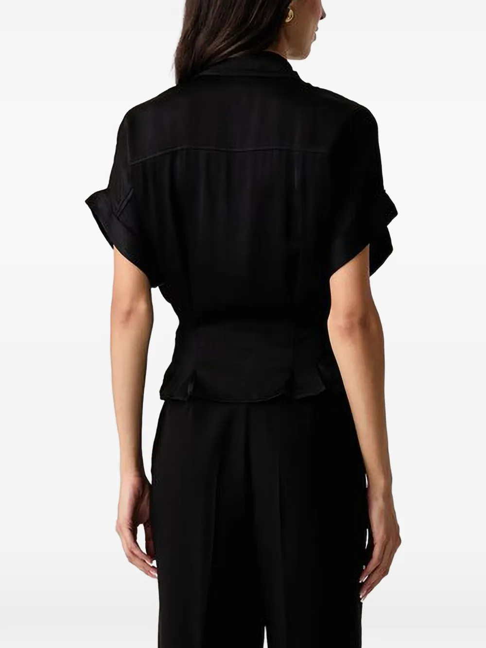 GUESS USA Blouse met ceintuur en korte mouwen Zwart