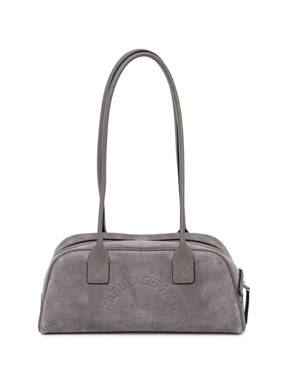 Karl Lagerfeld perforated-logo suede shoulder bag - Grey